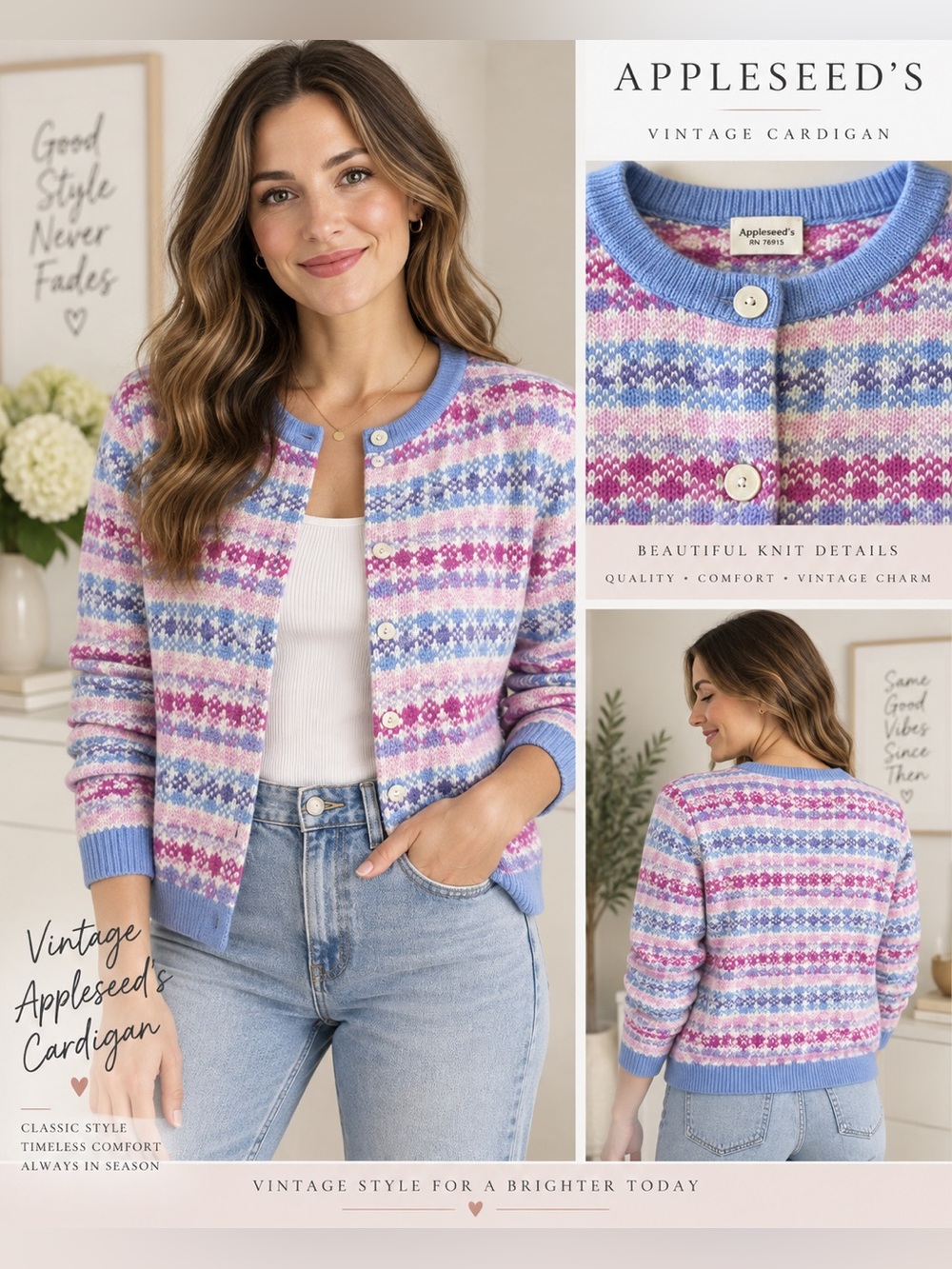 Appleseed's Lavender Multi-Stripe Vintage Cardigan